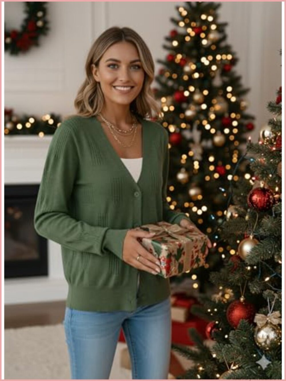 Women's V-Neck Open Front Cardigan Sweater Lightweight Knit with Pockets - Picture 3 of 6